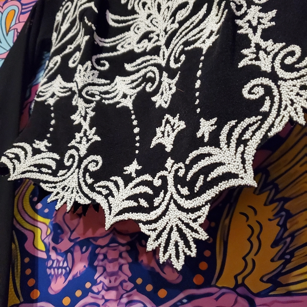 TADASHI Beaded Mesh Long Sleeve Top S - Picture 3 of 9